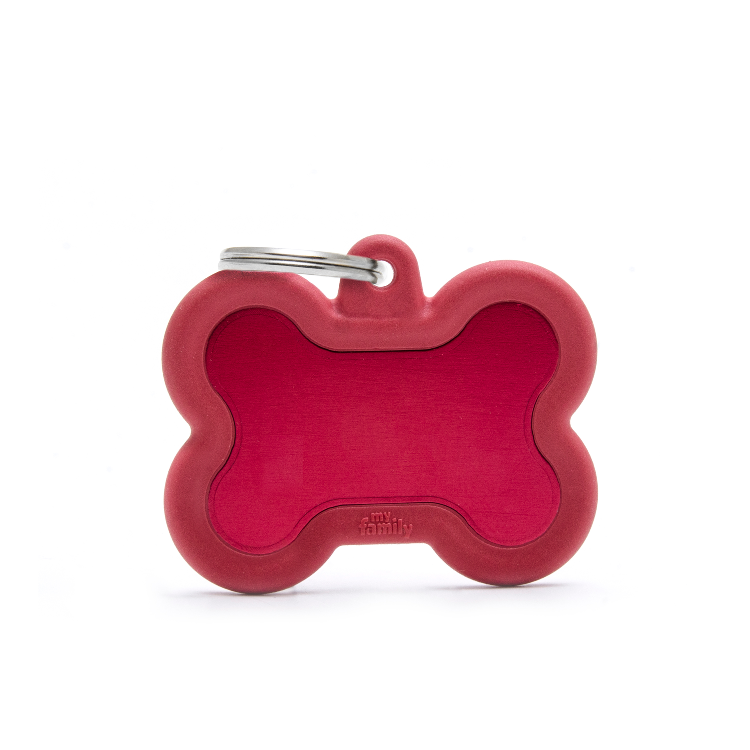 Адресник для животных MY FAMILY Косточка красная с контуром - фото 1