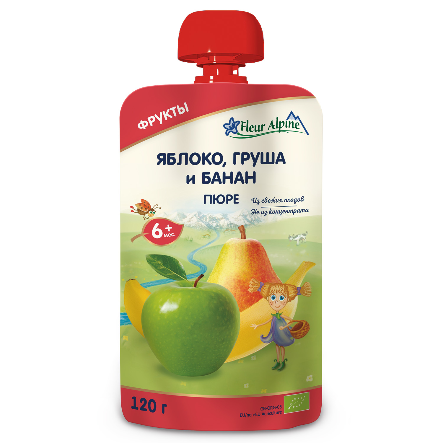 Пюре Fleur Alpine Яблоко-груша-банан с 6 мес 120 г - фото 1