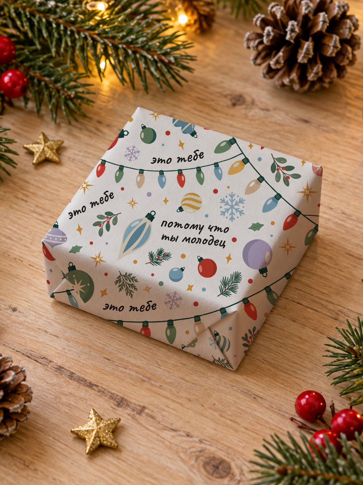 Бумага подарочная новогодняя Gift Mania Потому что ты молодец - фото 7