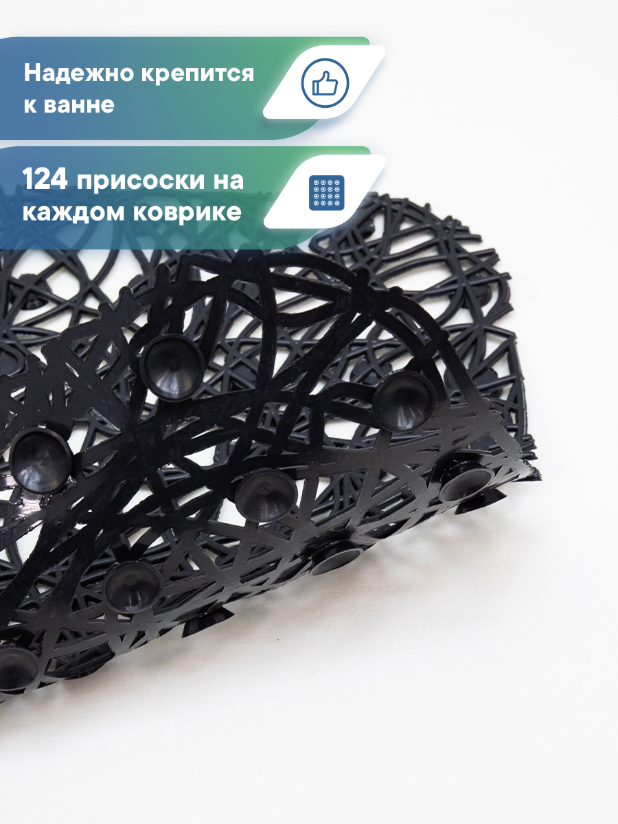 Коврик для ванной VILINA черный 35 x 72 см 1 шт. - фото 4