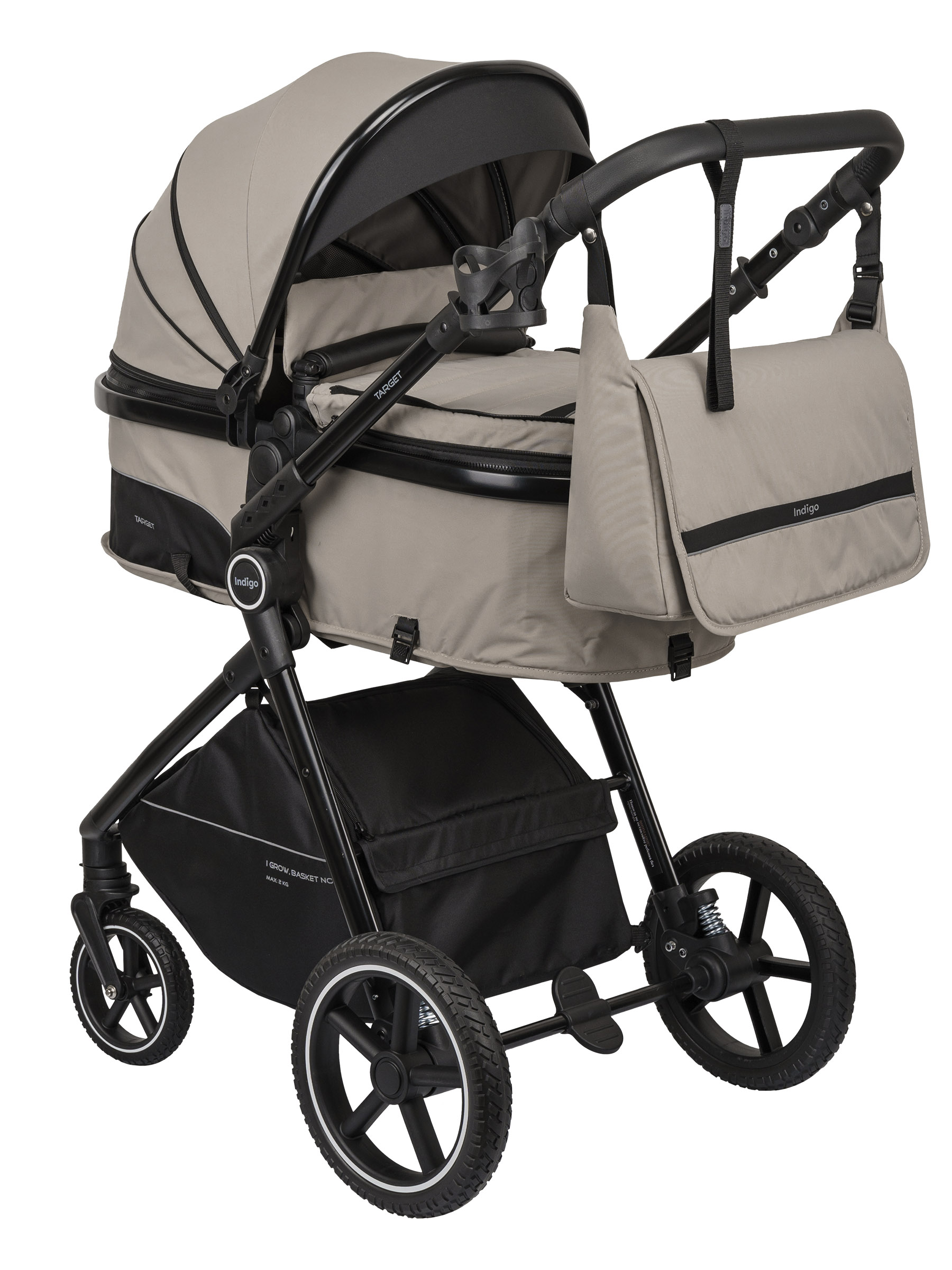 Коляска трансформер Indigo TARGET 3в1 бежевый - фото 16