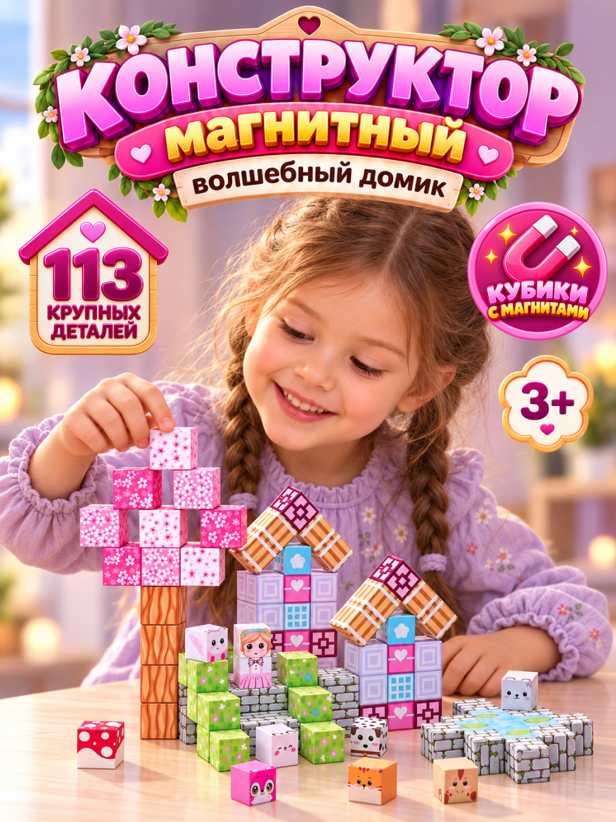 Конструктор Constructa Волшебный домик магнитный 113 дет. - фото 1