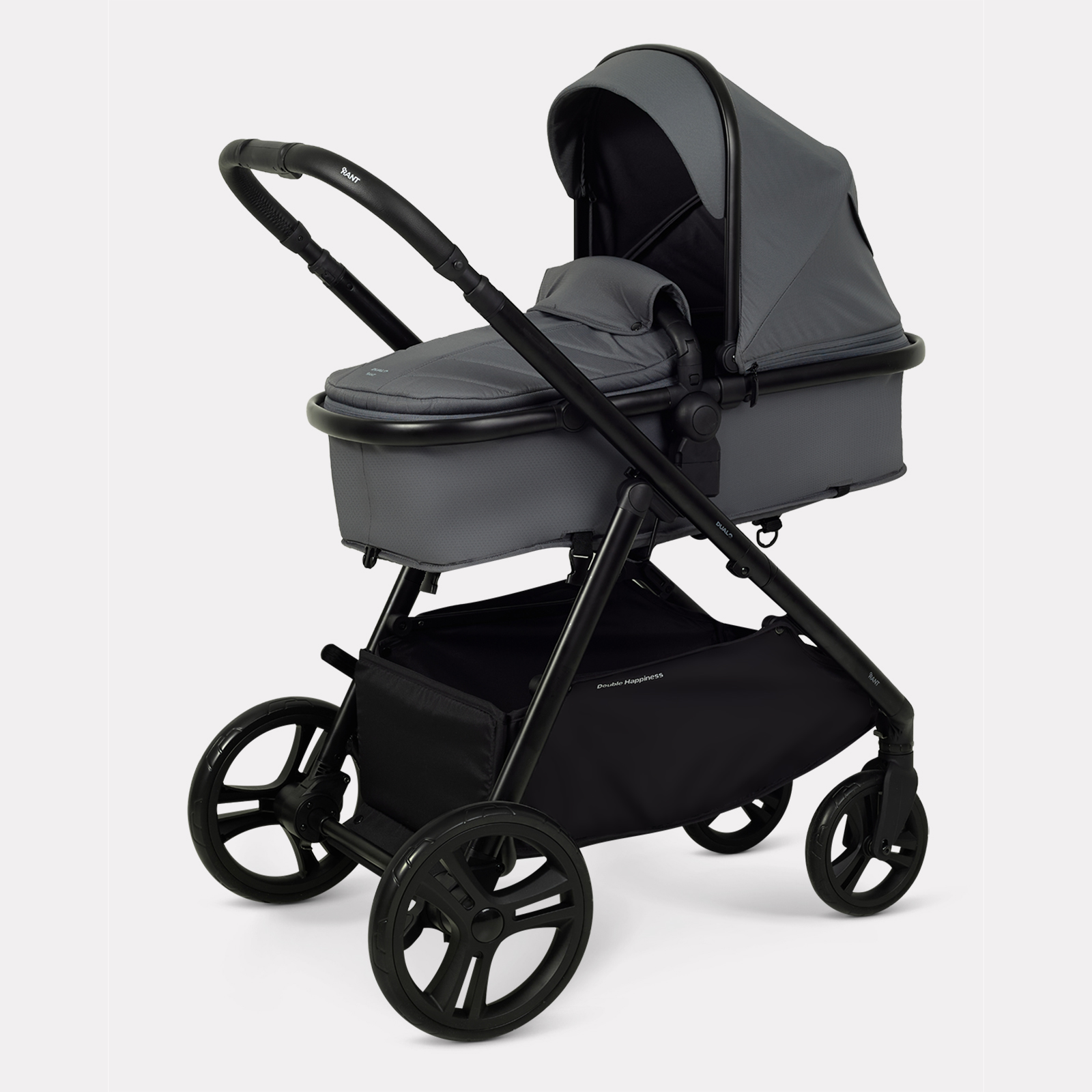 Коляска 2в1 для двойни Rant Basic Dualo серый - фото 10