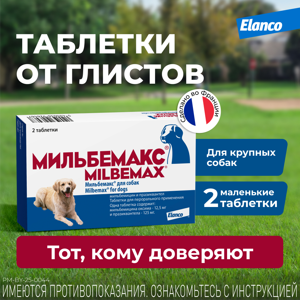 Антигельминтик для собак Elanco Мильбемакс крупных пород 2таблетки - фото 2