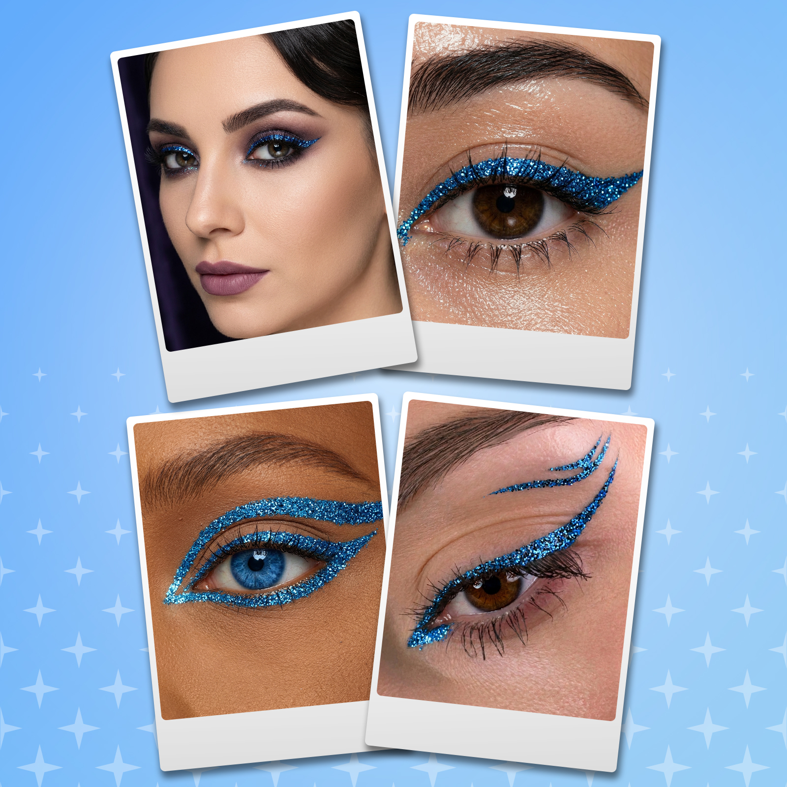 Лайнер блестящая подводка для глаз ХОББИЛАБ с глиттером жидкий сапфир с кисточкой - фото 6