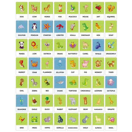 Умные карточки Talky LUMICUBE Набор на английском языке Animals 56 шт
