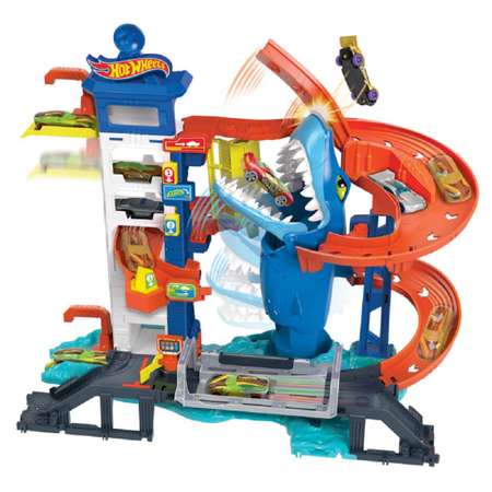 Парковка Hot Wheels Побег от акулы многоуровневый, с лифтом