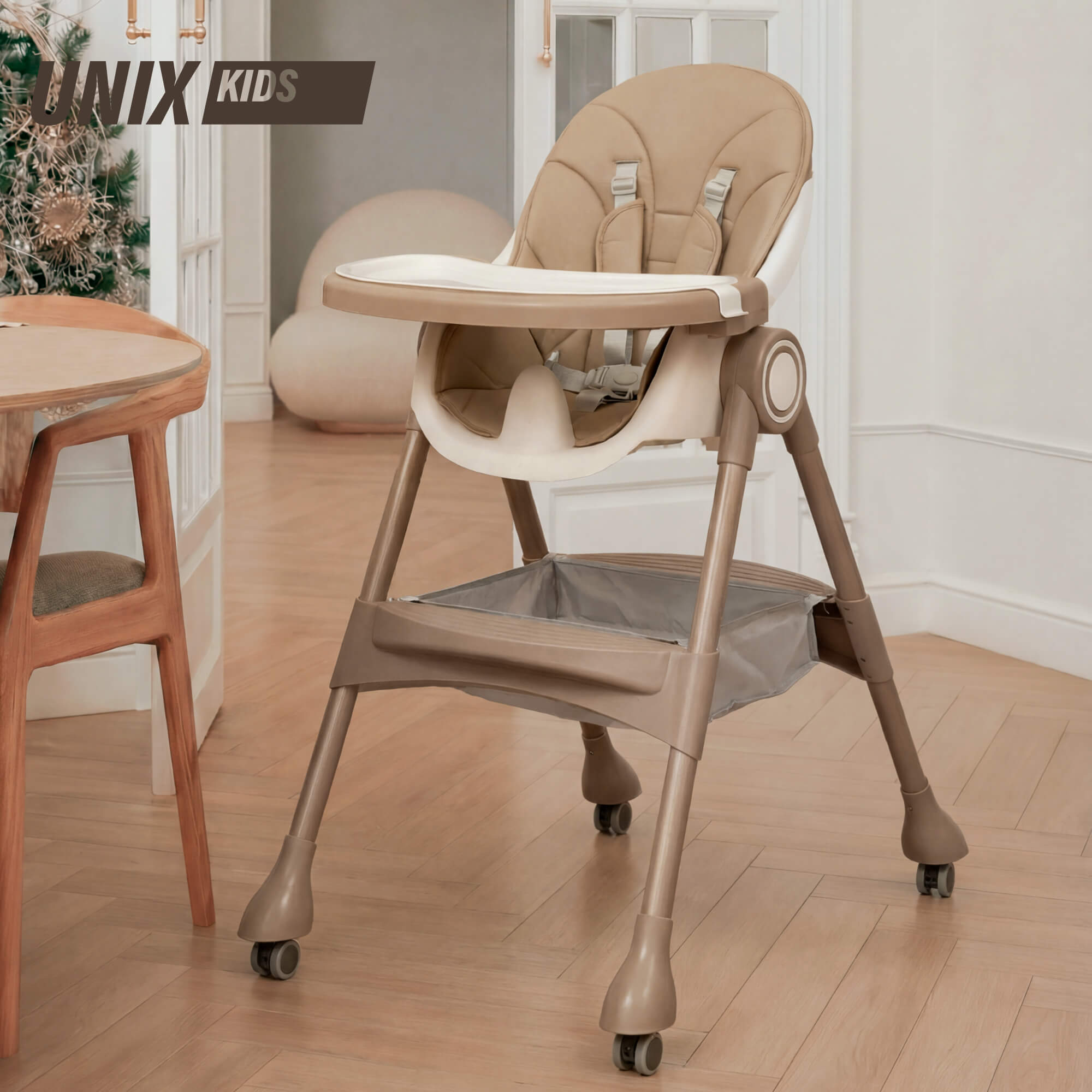Стульчик для кормления UNIX Kids Classic бежевый - фото 1