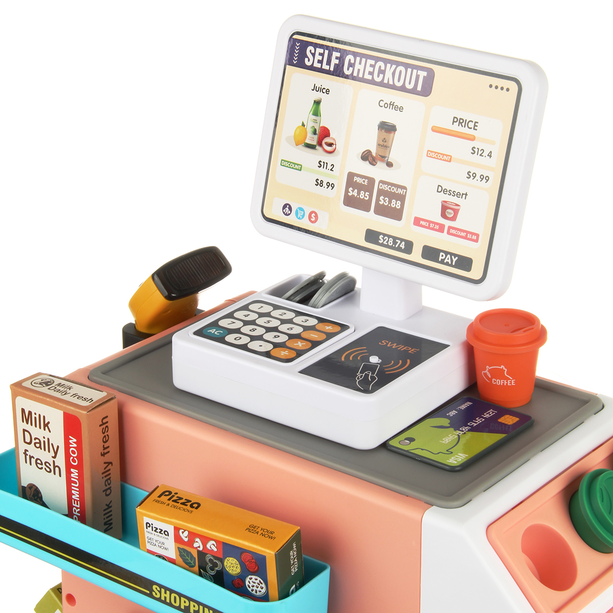 Игровой набор Veld Co тележки и корзинки, прилавок, касса, продукты - фото 5