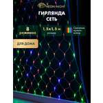 Светодиодная гирлянда NEON-NIGHT Сеть 1.5х1.5 м 8 режимов свечение мультиколор 215-129