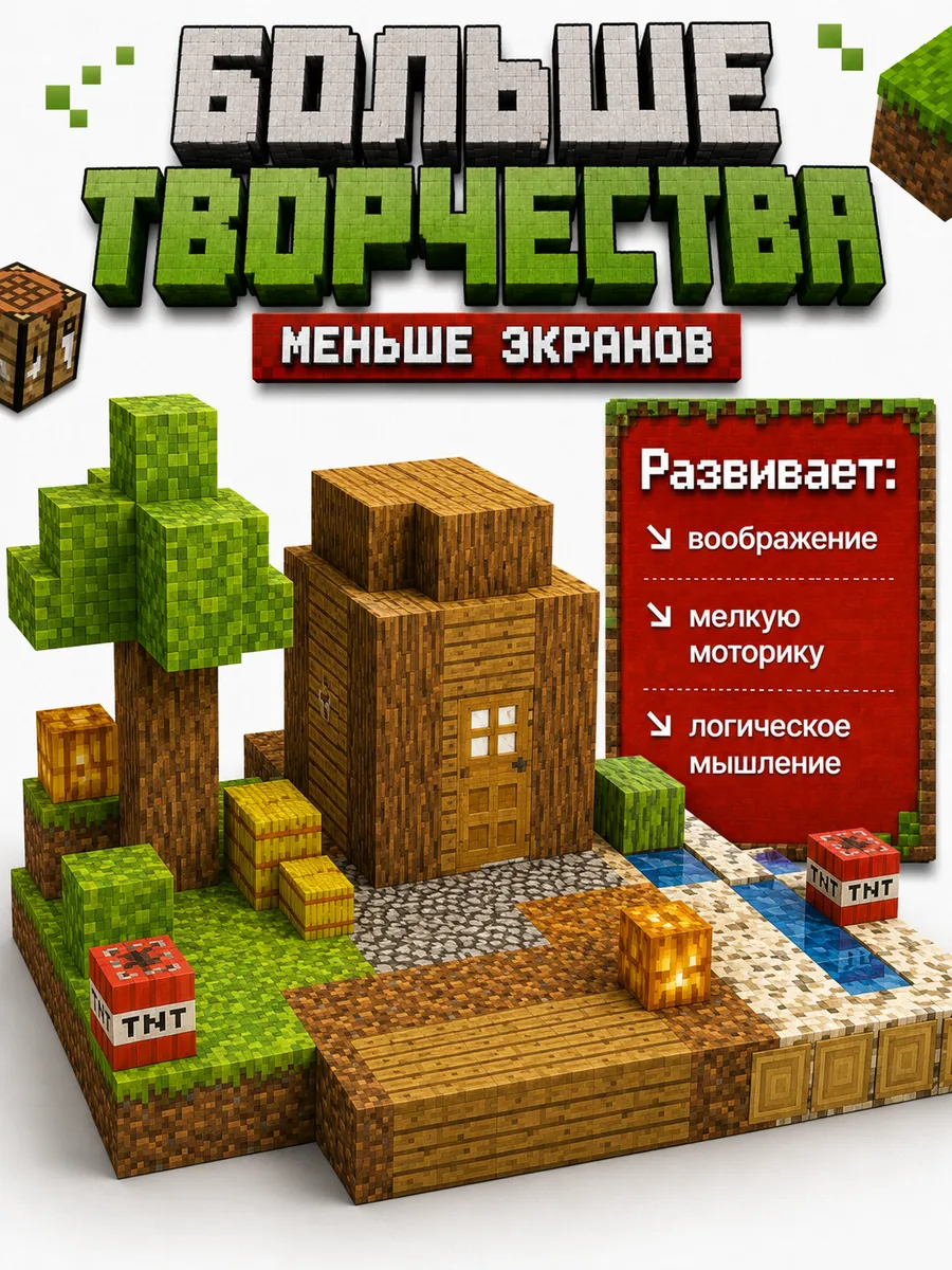 Конструктор MiniMinds Minecraft магнитный 192 дет. - фото 8