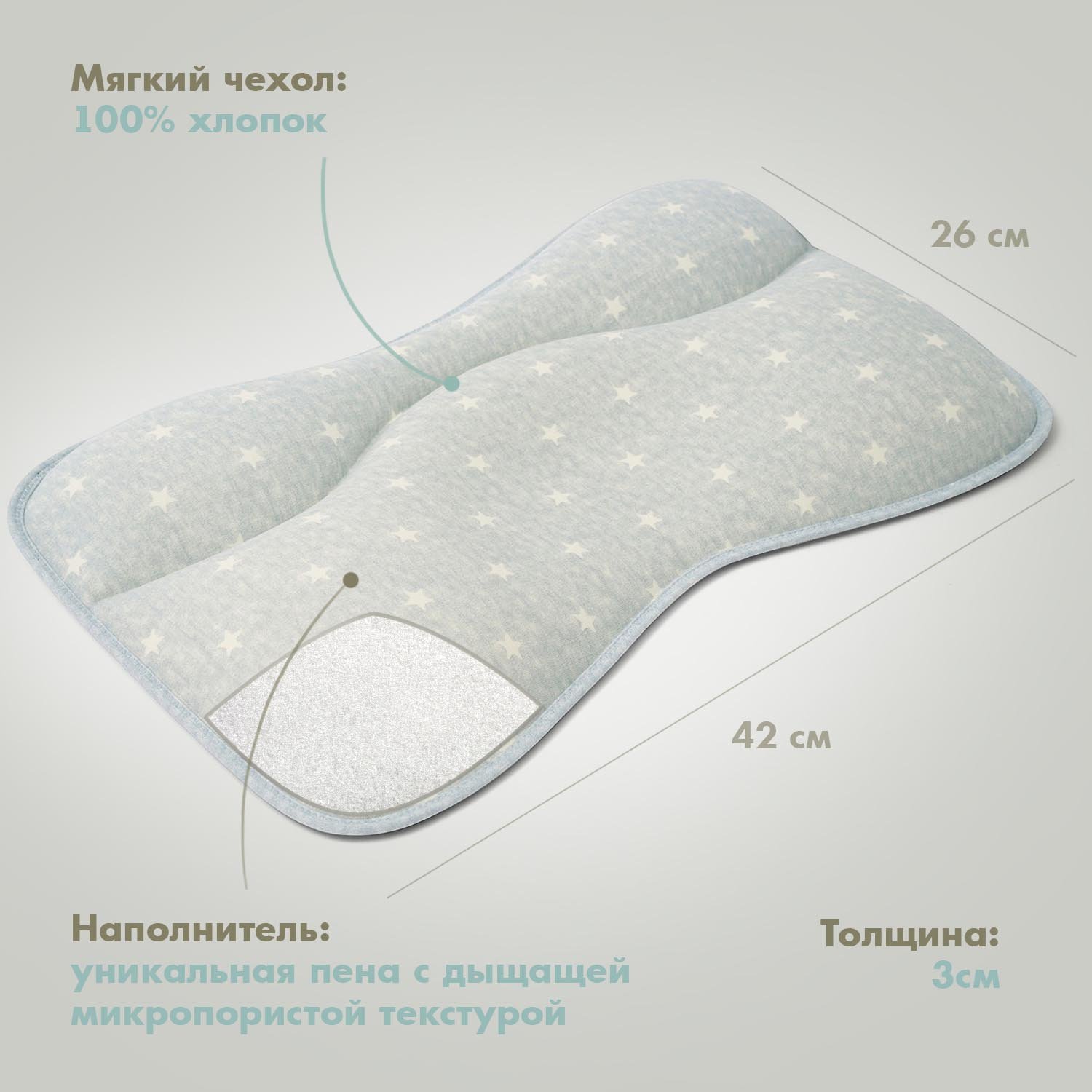 Подушка анатомическая Nuovita 26 x 42 см 1 шт. - фото 5