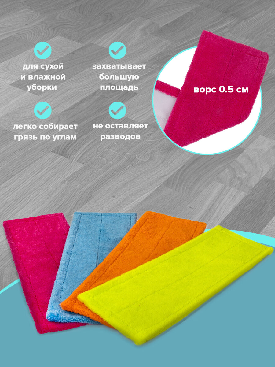 Сменная насадка Лайма для швабры плоская из микрофибры 40см - фото 4