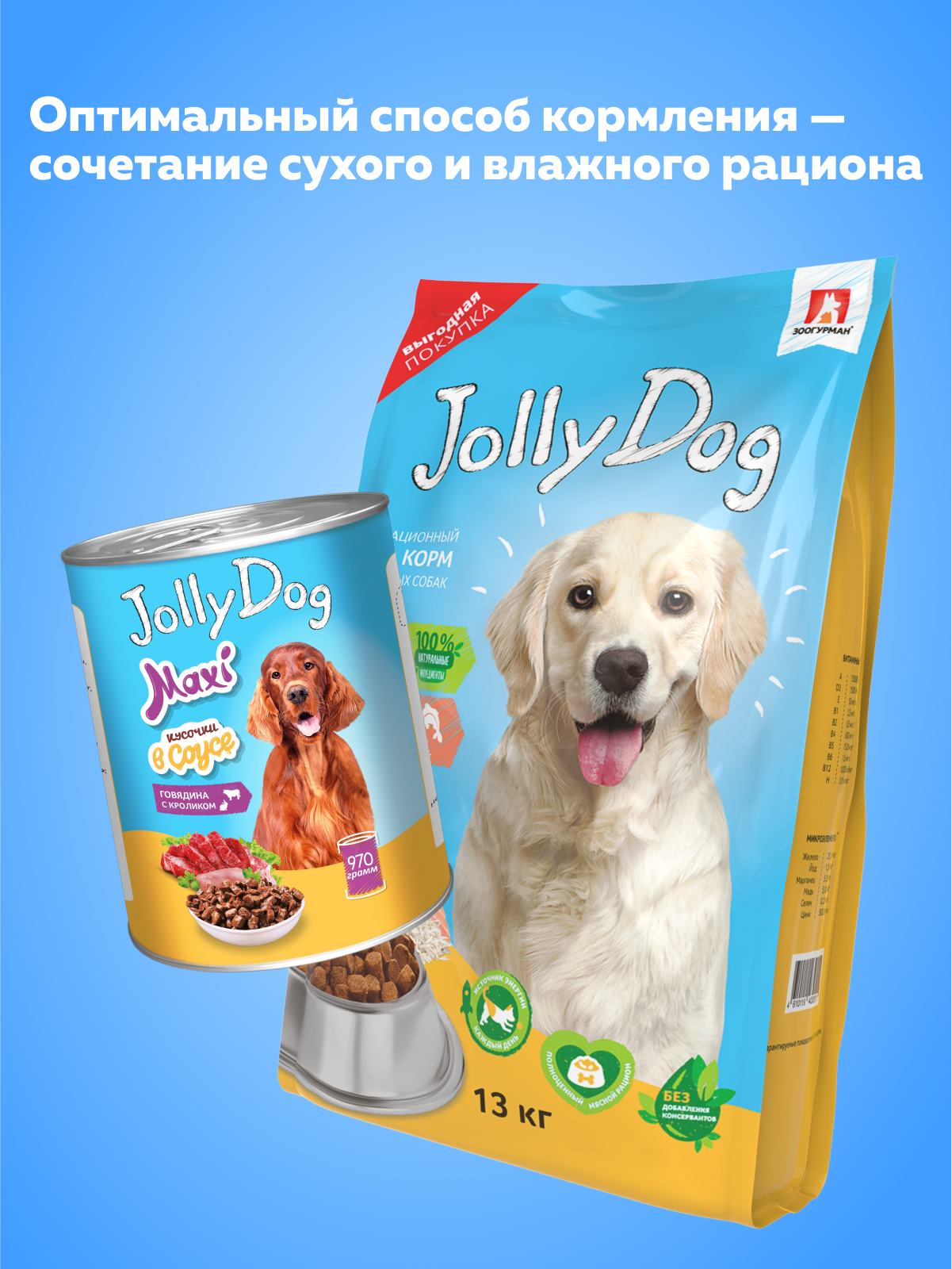 Корм влажный Зоогурман Jolly Dog Индейка с уткой 970 гр х 6 шт. - фото 6