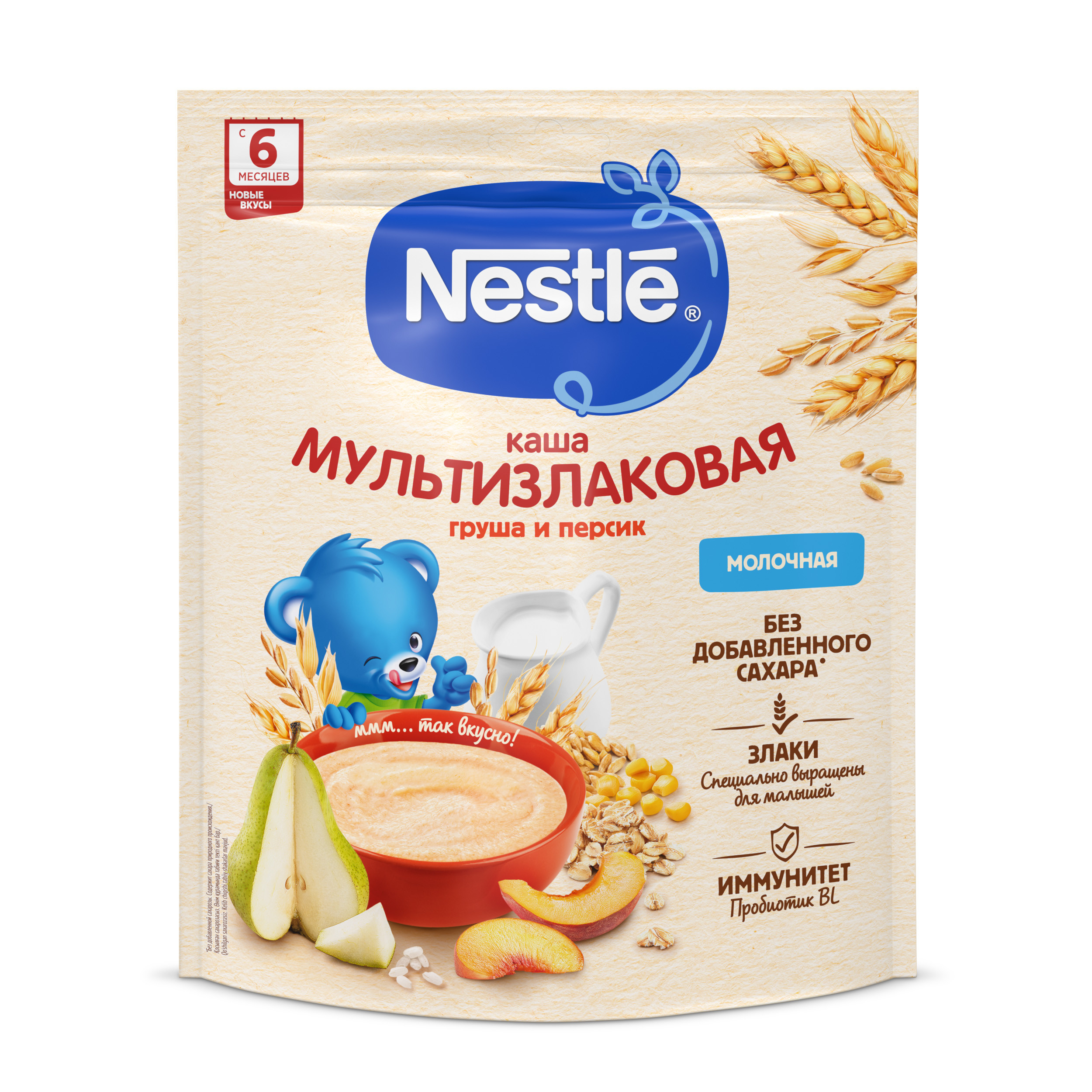 Каша молочная Nestle мультизлаковая груша-персик 200г с 6месяцев - фото 16