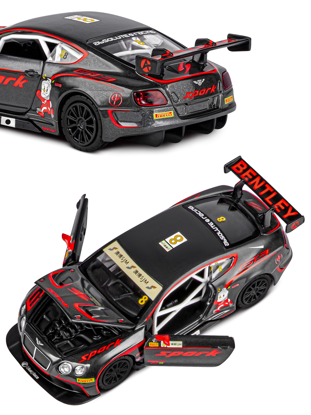 Автомобиль АВТОпанорама Bentley Continental GT3 1:32 JB1251407 - фото 10