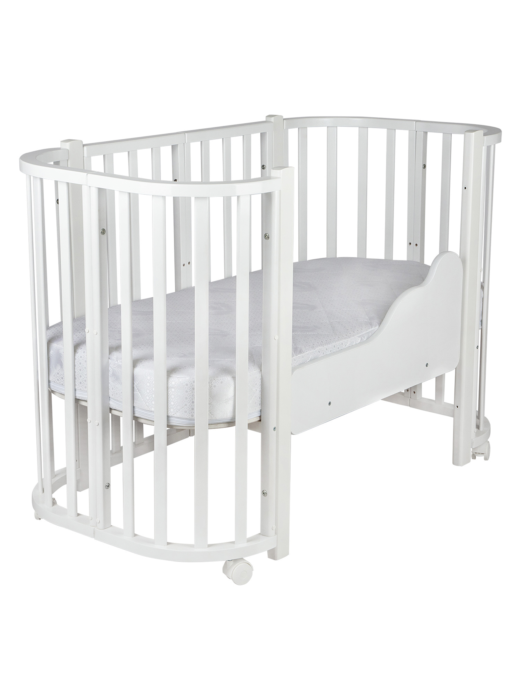 Детская кроватка Ingo Baby Lux BL-01 3 в 1 с бортиком белый, поперечный маятник - фото 1