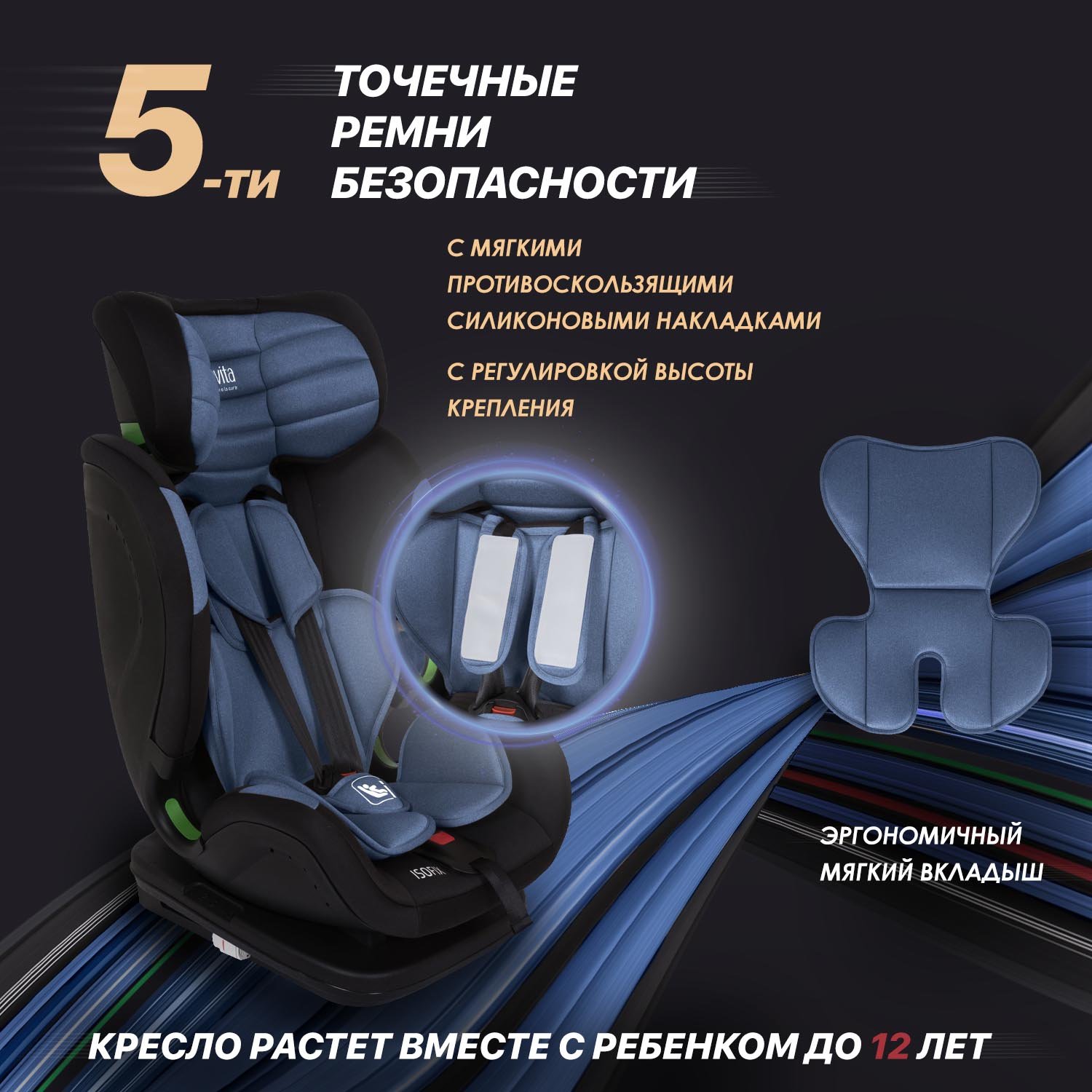 Автокресло Nuovita Maczione NiS3-1 Isofix 1/2/3 (9-36 кг) синий - фото 8