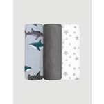 Пелёнка Mjolk Акулы/Звёзды/Steel Grey трикотаж 85х120 см 3 шт.