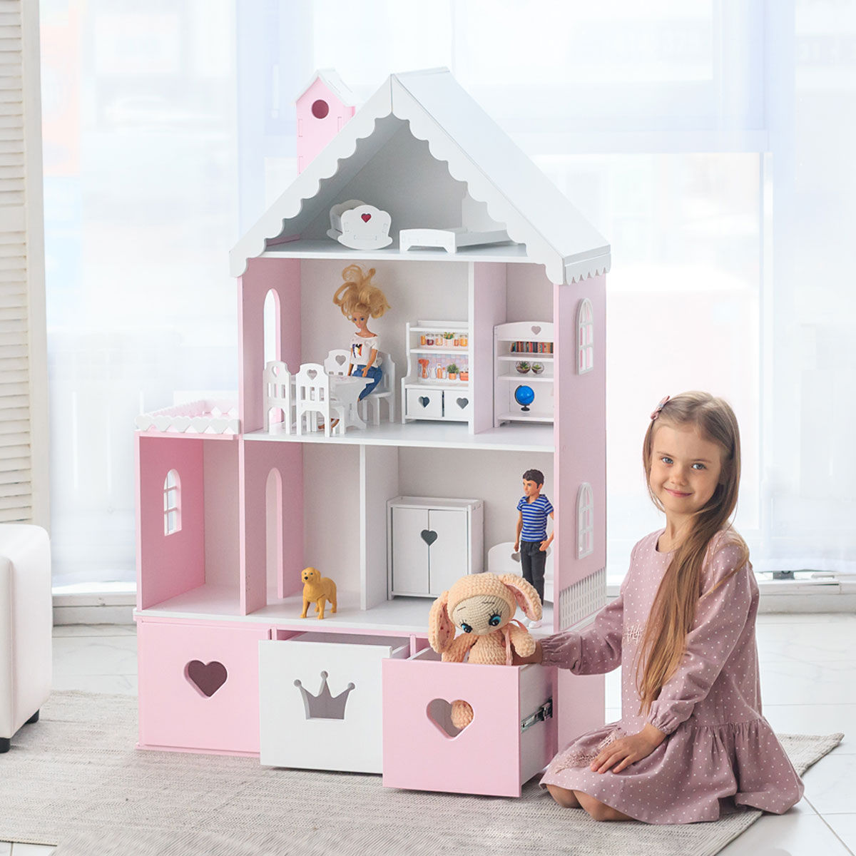 Домик для кукол Pema kids СтефанияРозБел - фото 1