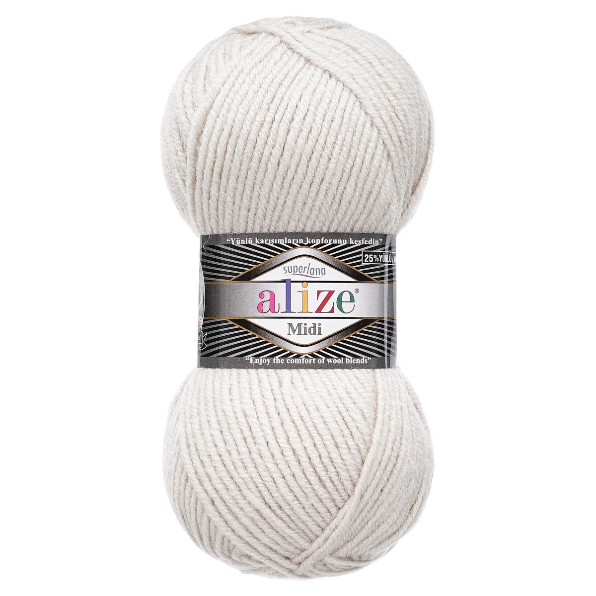 Пряжа Alize теплая для вязания одежды Superlana Midi 100г 170м 5 шт 599 слоновая кость - фото 4