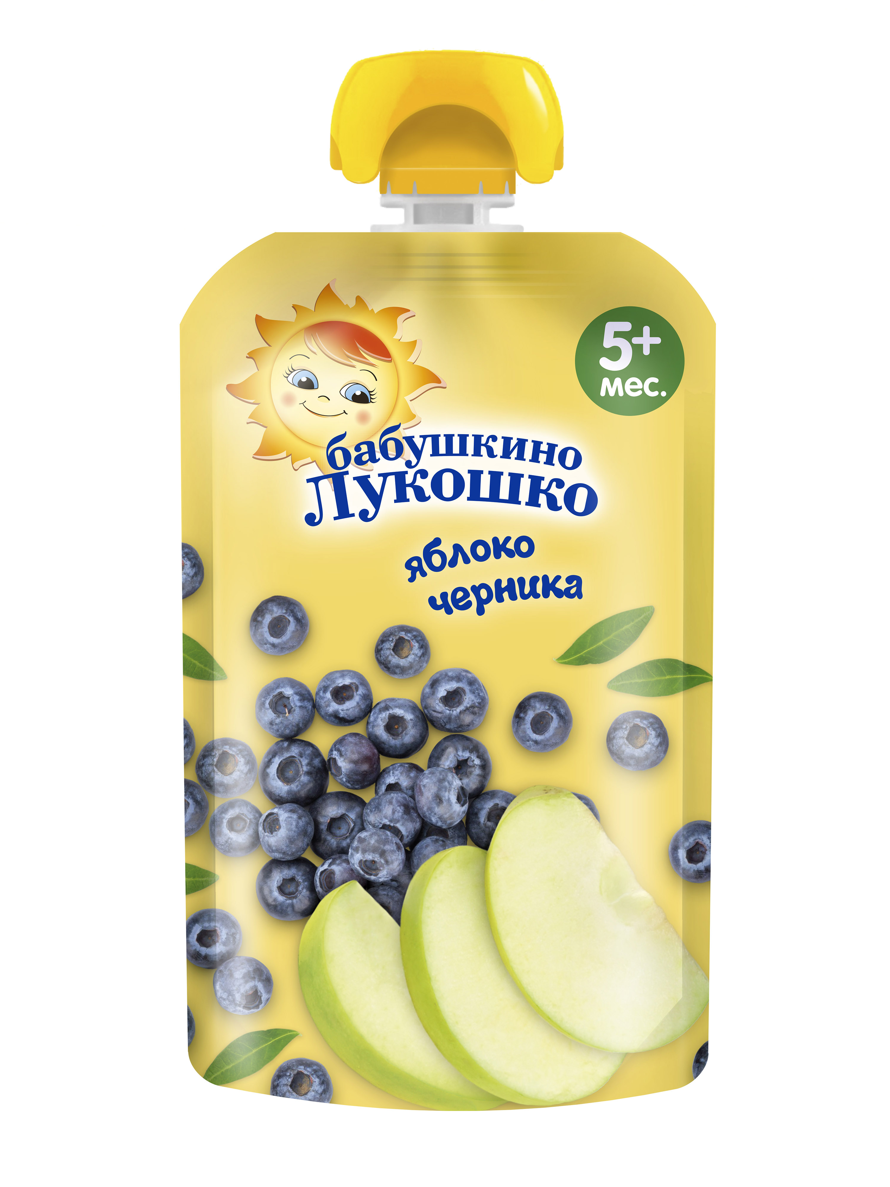 Пюре Бабушкино лукошко Яблоко-черника с 5 мес 90 г - фото 1