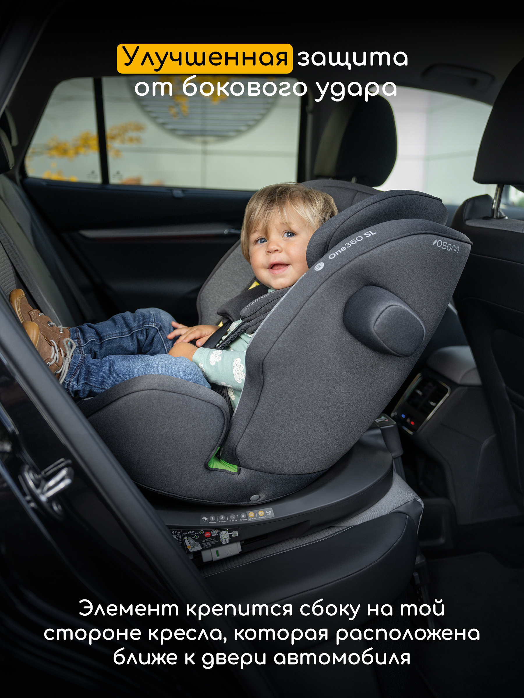 Автокресло Osann One 360 Carbon 0-36 кг Isofix 0+/1/2/3 (0-36 кг) черный - фото 7