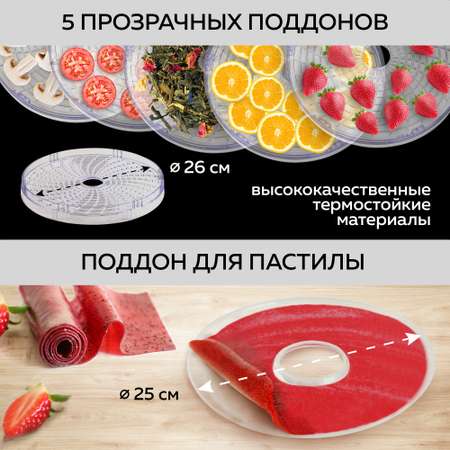 Дегидратор GFGRIL для овощей и фруктов GFD-002 5 уровней овальный