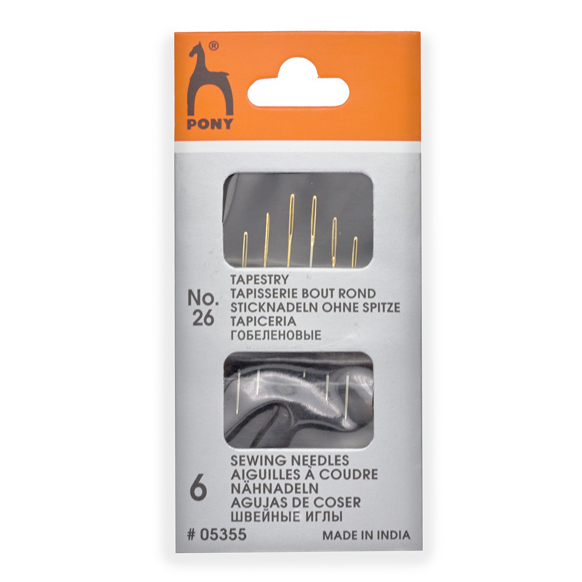 Иглы Pony ручные гобеленовые Tapestry с золотым ушком стальные № 26 6 шт 05355 - фото 7