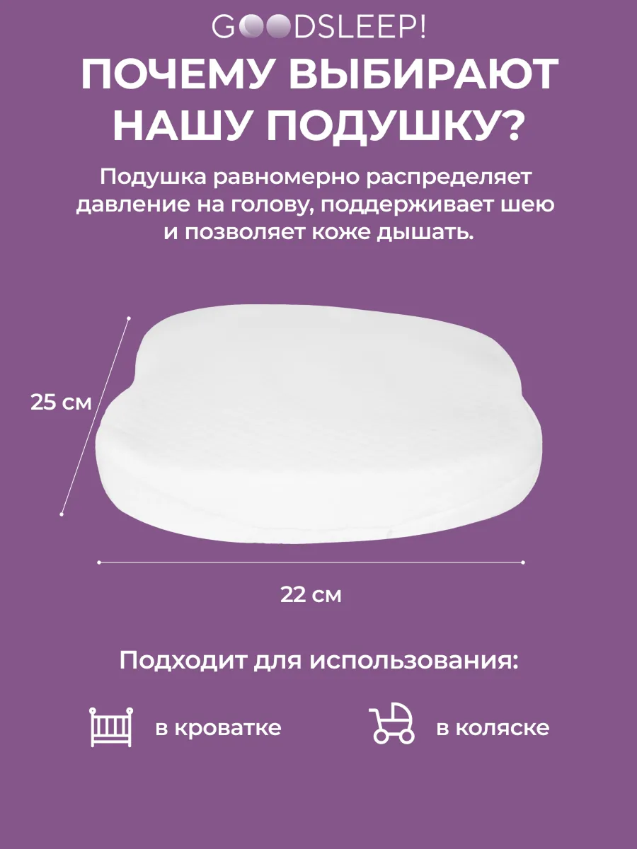 Ортопедическая подушка Goodsleep! с эффектом памяти под голову для детей от 1 до 18 мес - фото 4