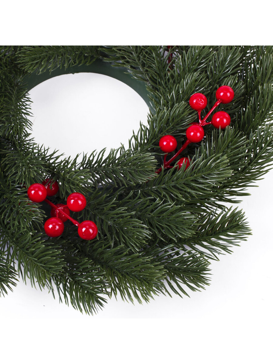 Венок новогодний хвойный Золотая сказка из елки искусственной литой 42 см - фото 11