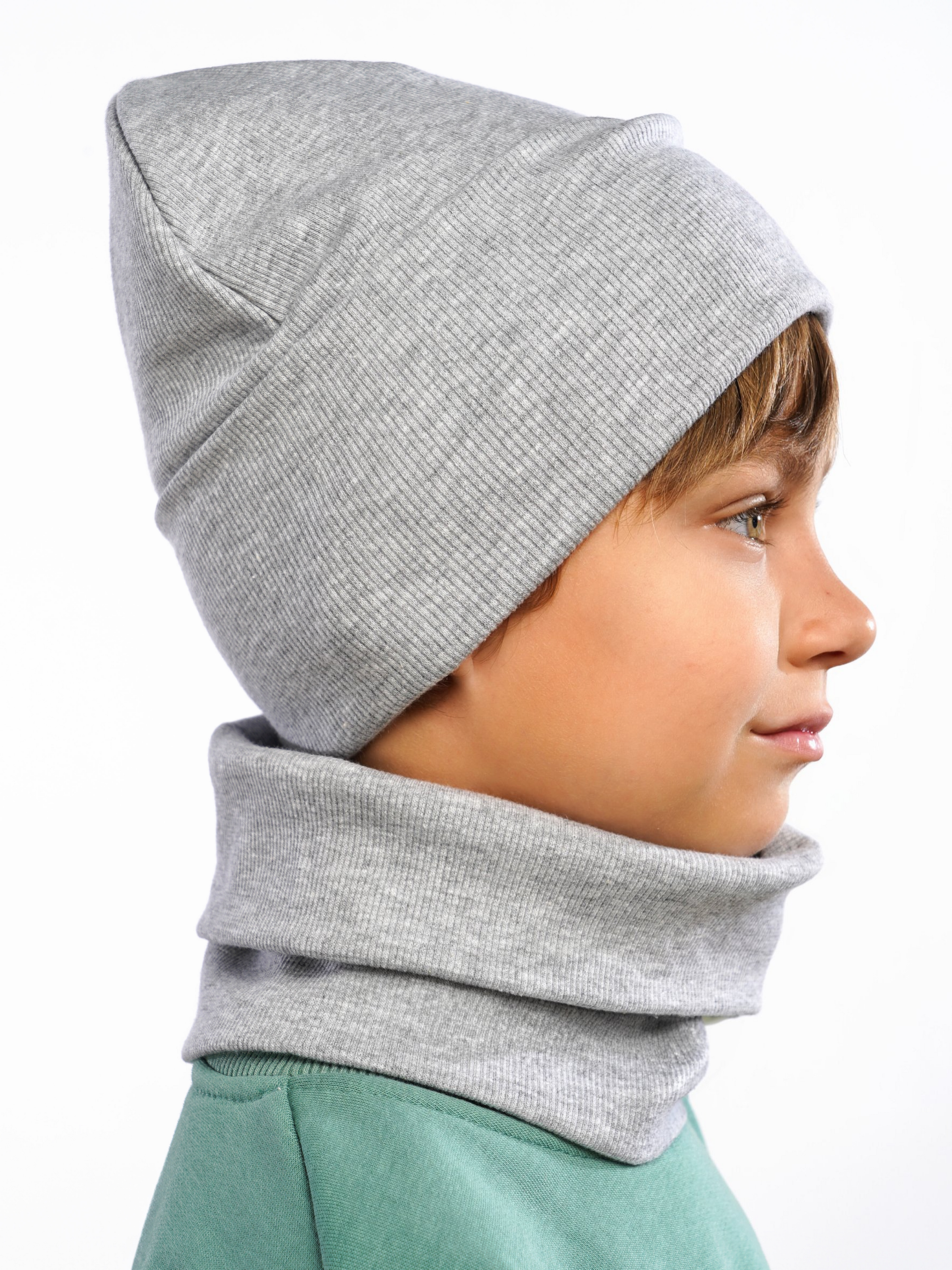 Шапка и снуд ПриКиндер U-Sp24554 Цвет: Серый меланж - фото 8
