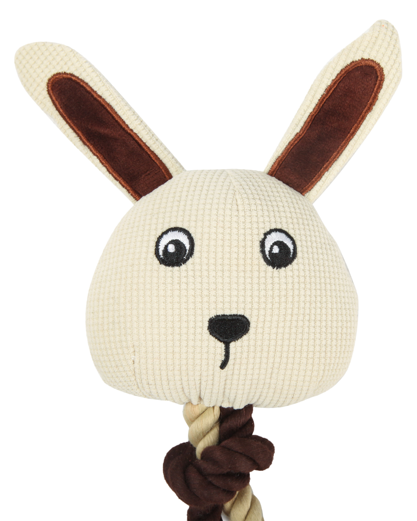 Игрушка для собак Barbaks Заяц Ануфрий мягкий с пищалкой и канатиком 45*10см - фото 2