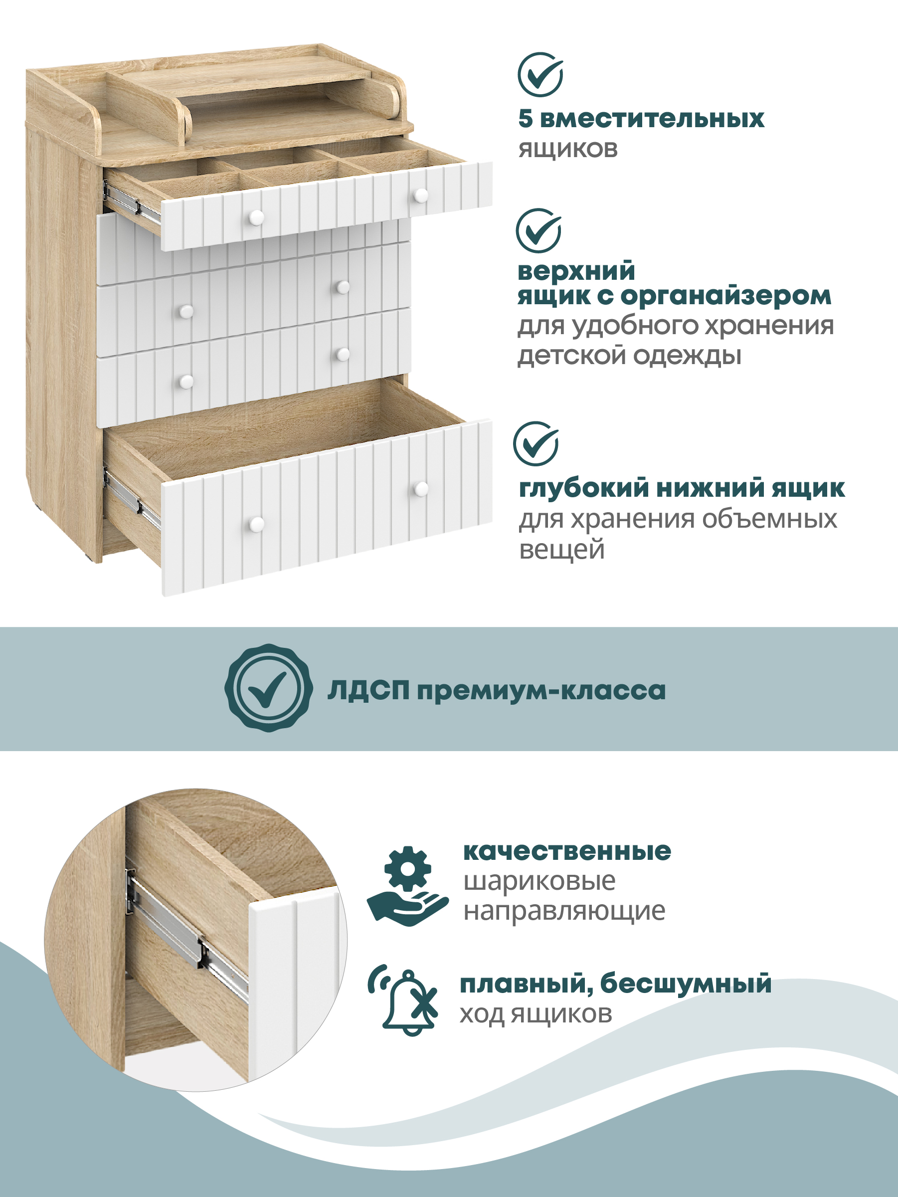 Комод пеленальный Атон Maks Line дуб сонома-белый - фото 5