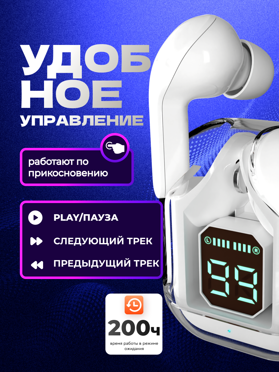 Наушники TWS More Choice White - фото 3