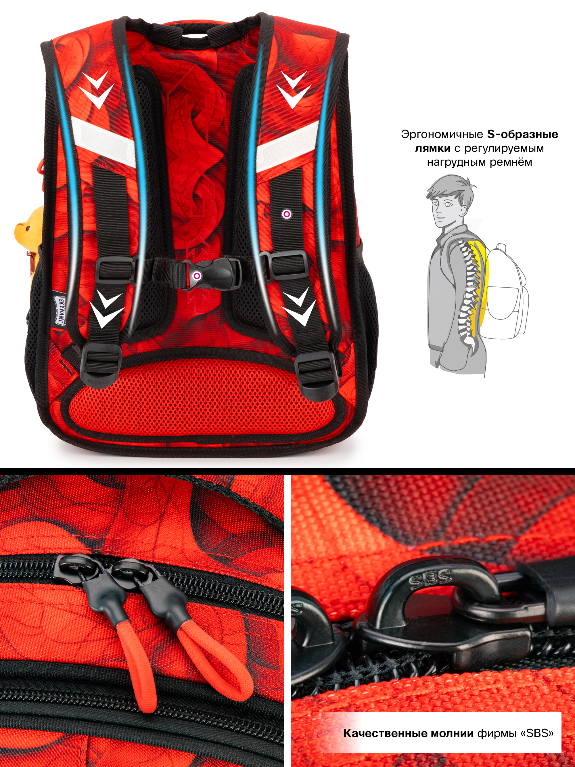 Рюкзак SkyName 1-4 класс, набор 4 в 1 - фото 14