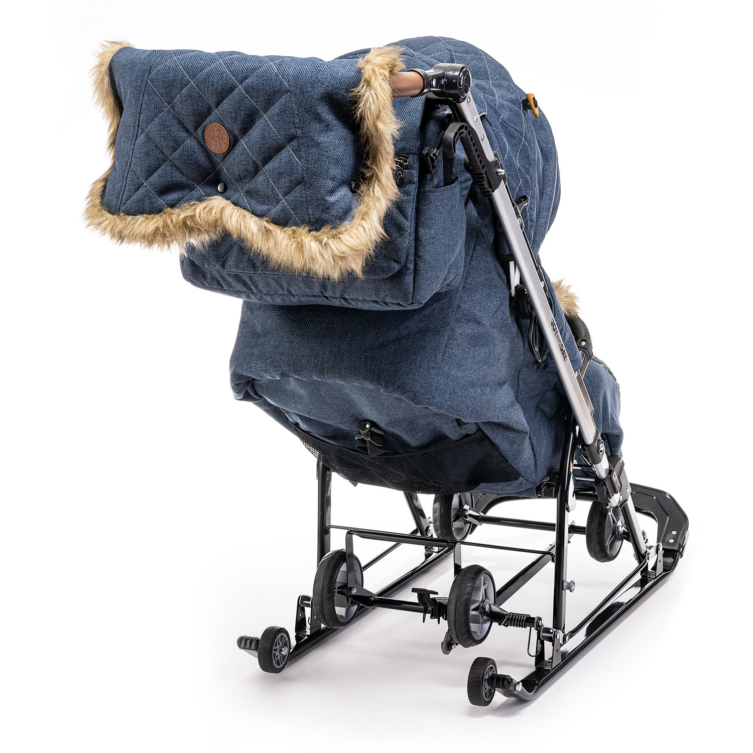 Санки-коляска NiKA kids синий с котятами - фото 4