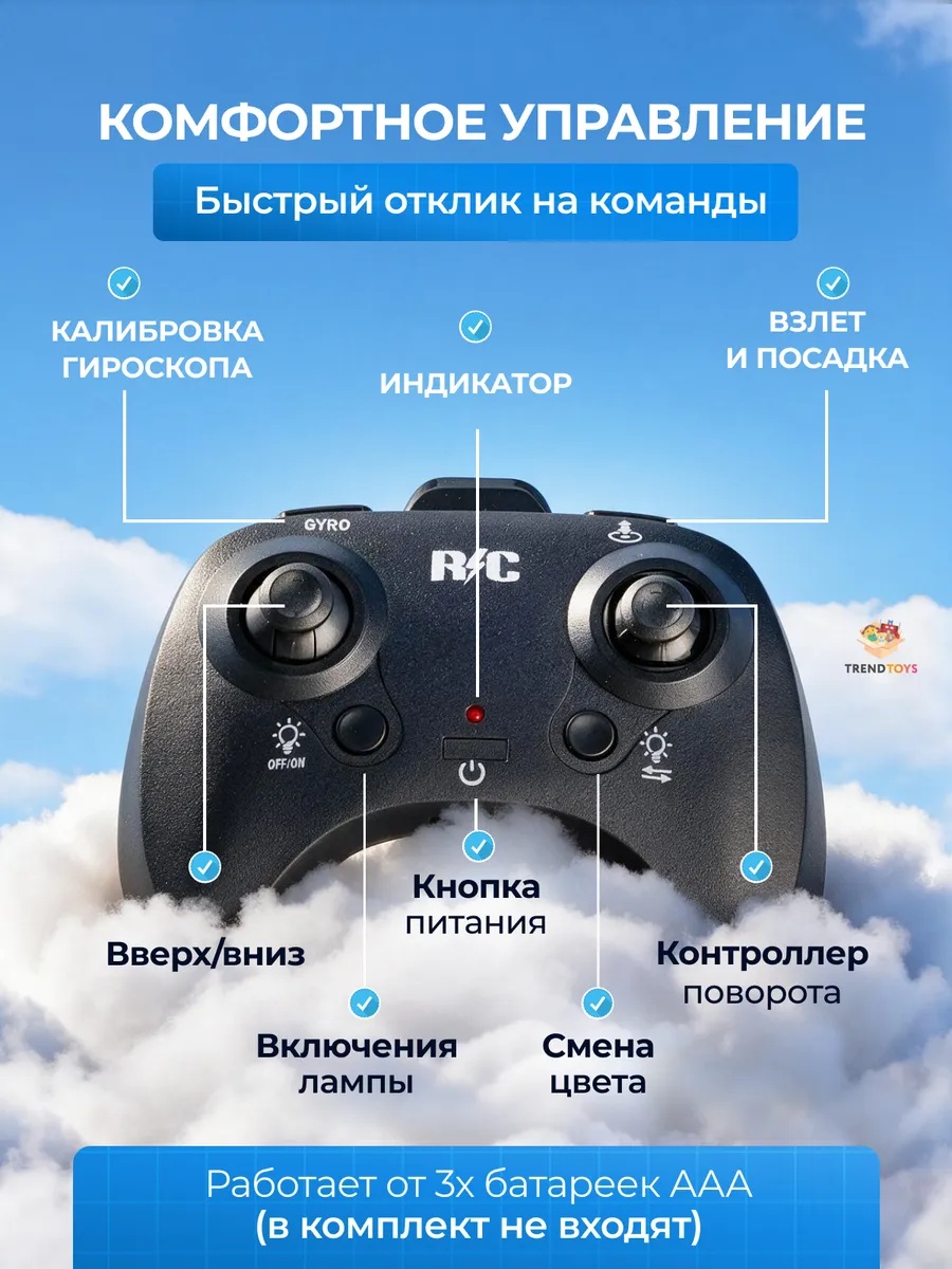 Вертолет РУ TrendToys черный - фото 3