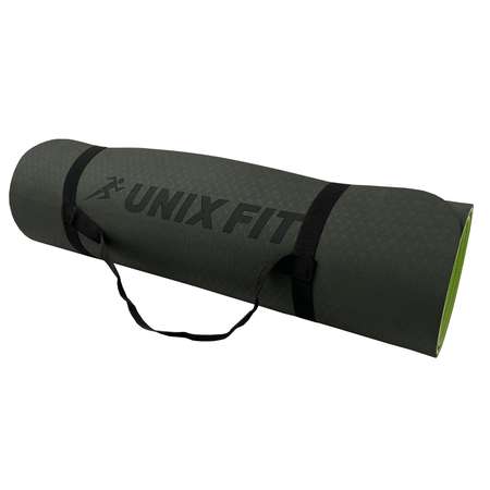 Коврик для йоги и фитнеса UNIX Fit двусторонний 180 х 61 х 0,8 см двуцветный зеленый
