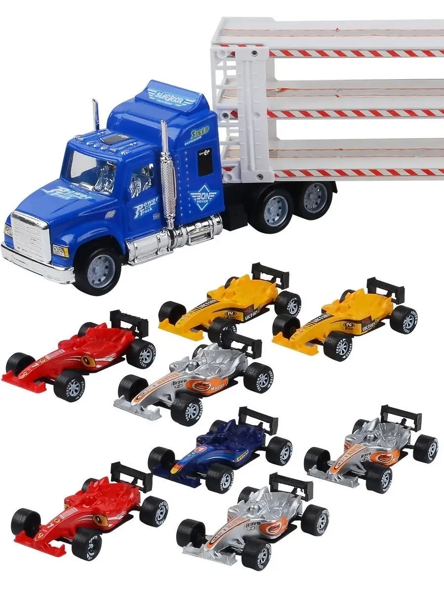 Игровой набор Handers Трейлер с машинками 58 см 1:32 HAC1613-126-1//синий - фото 5