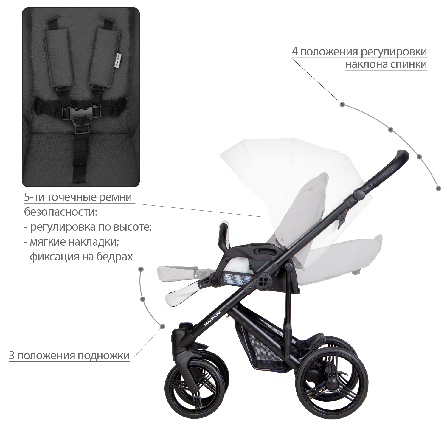 Коляска 2в1 Bebetto Magnum Light Pro - фото 7