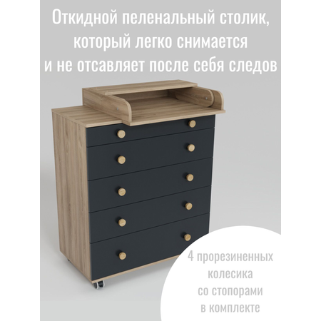 Детский пеленальный комод Incanto Идеальный цвет дуб графит