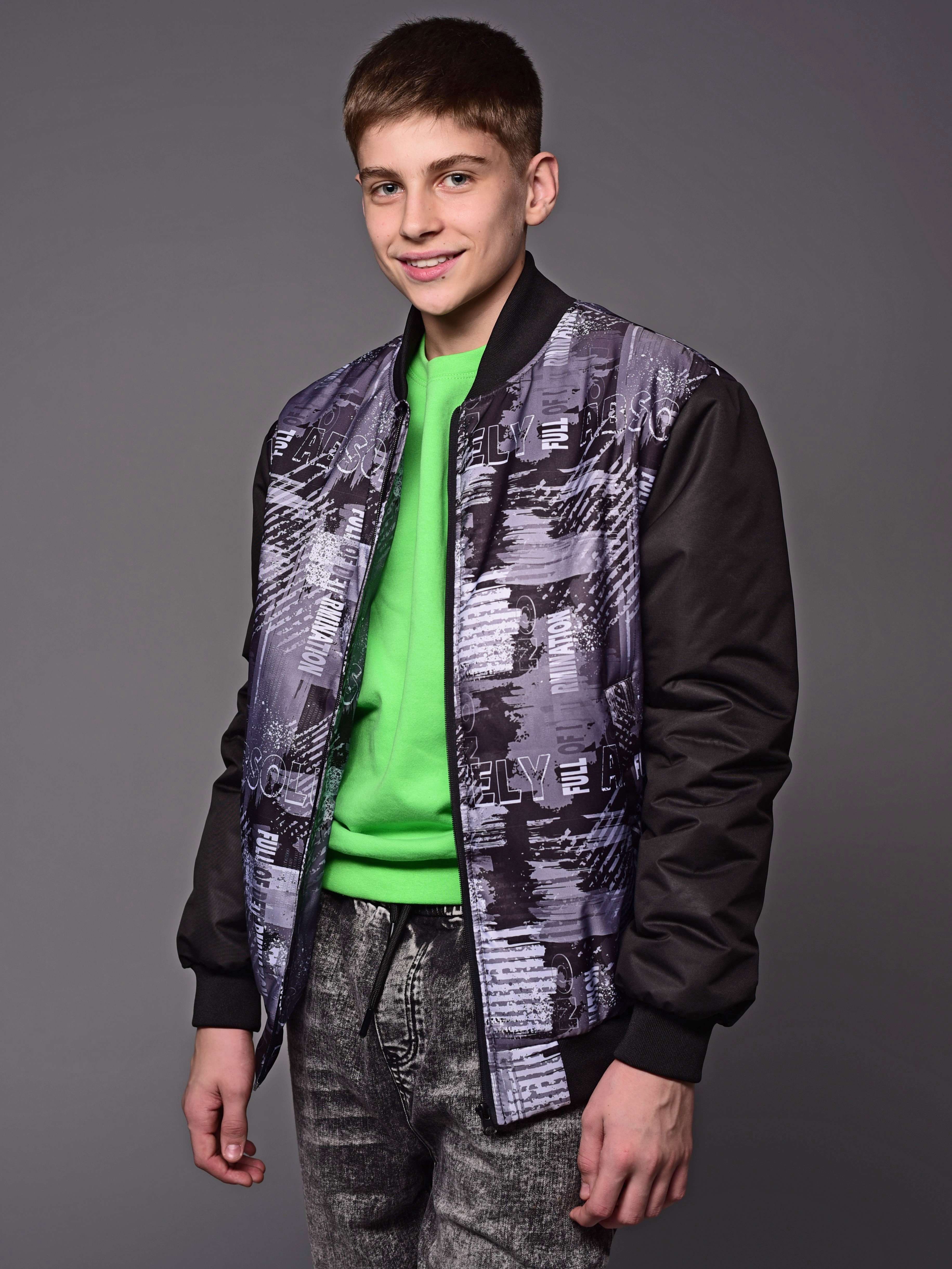 Бомбер Аврора 1039-М/принт-серый/черный - фото 8