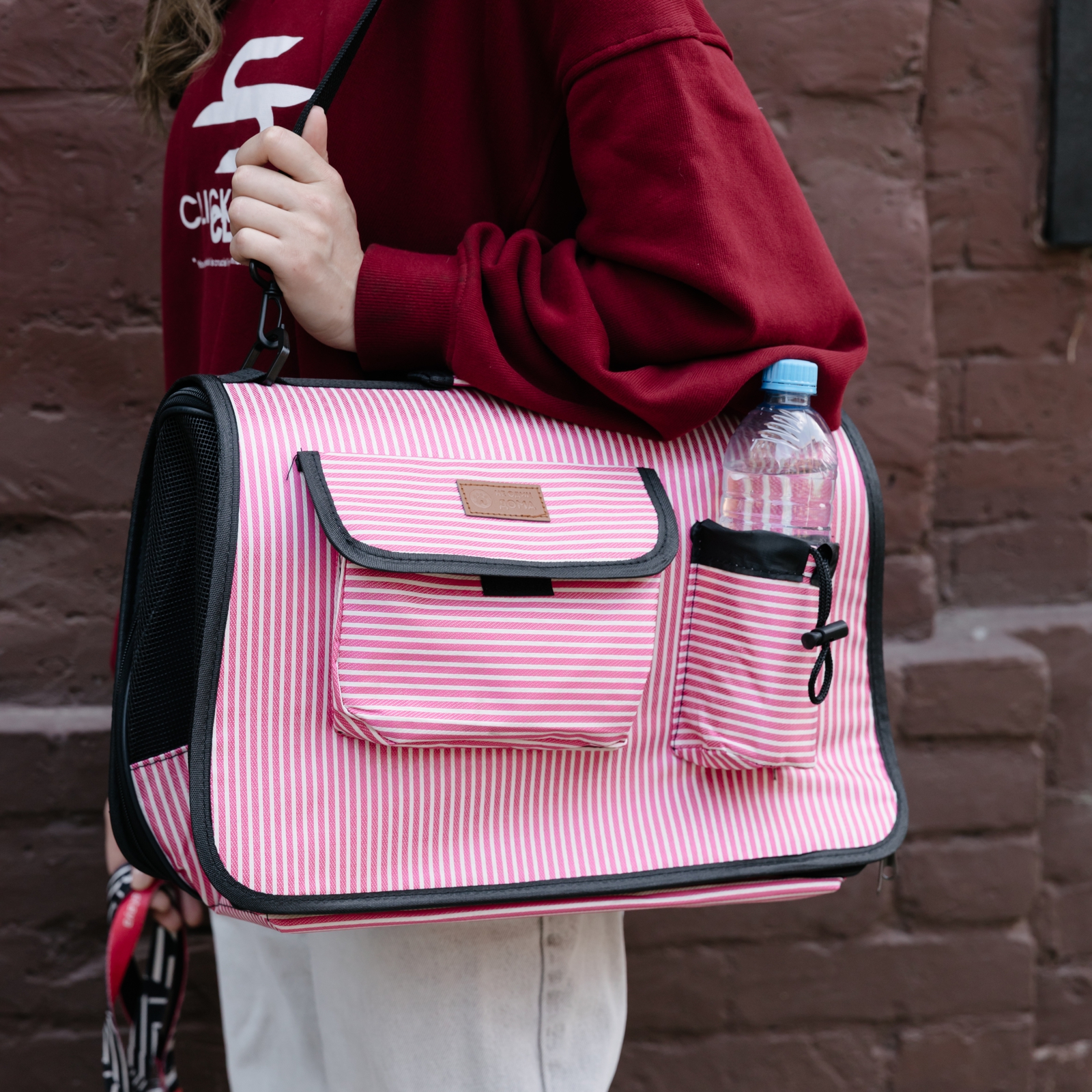 Сумка-переноска для животных Не один дома Holiday pink 40*27*21см розовый - фото 8