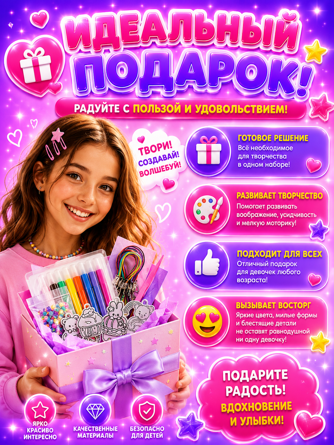 Набор для творчества LampStory аппликация Витражи куклы девочки - фото 11