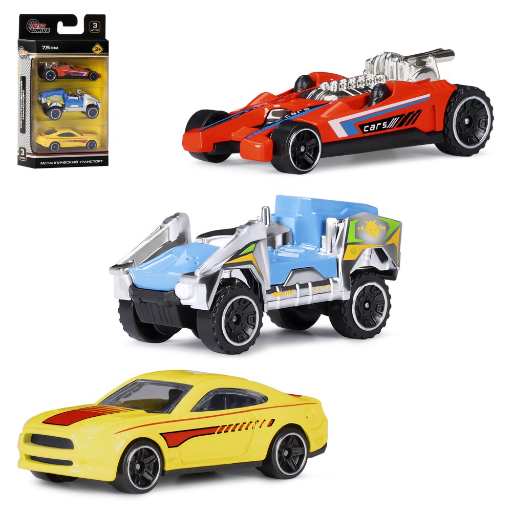 Игровой набор AUTODRIVE Машинки металлические 3шт 1:64 JB0404617 - фото 5