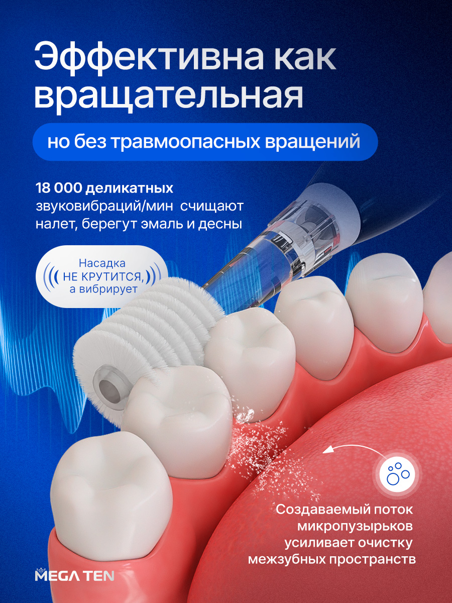 Зубная щетка электрическая Mega Ten kids sonic от 12 лет 1 шт. - фото 5