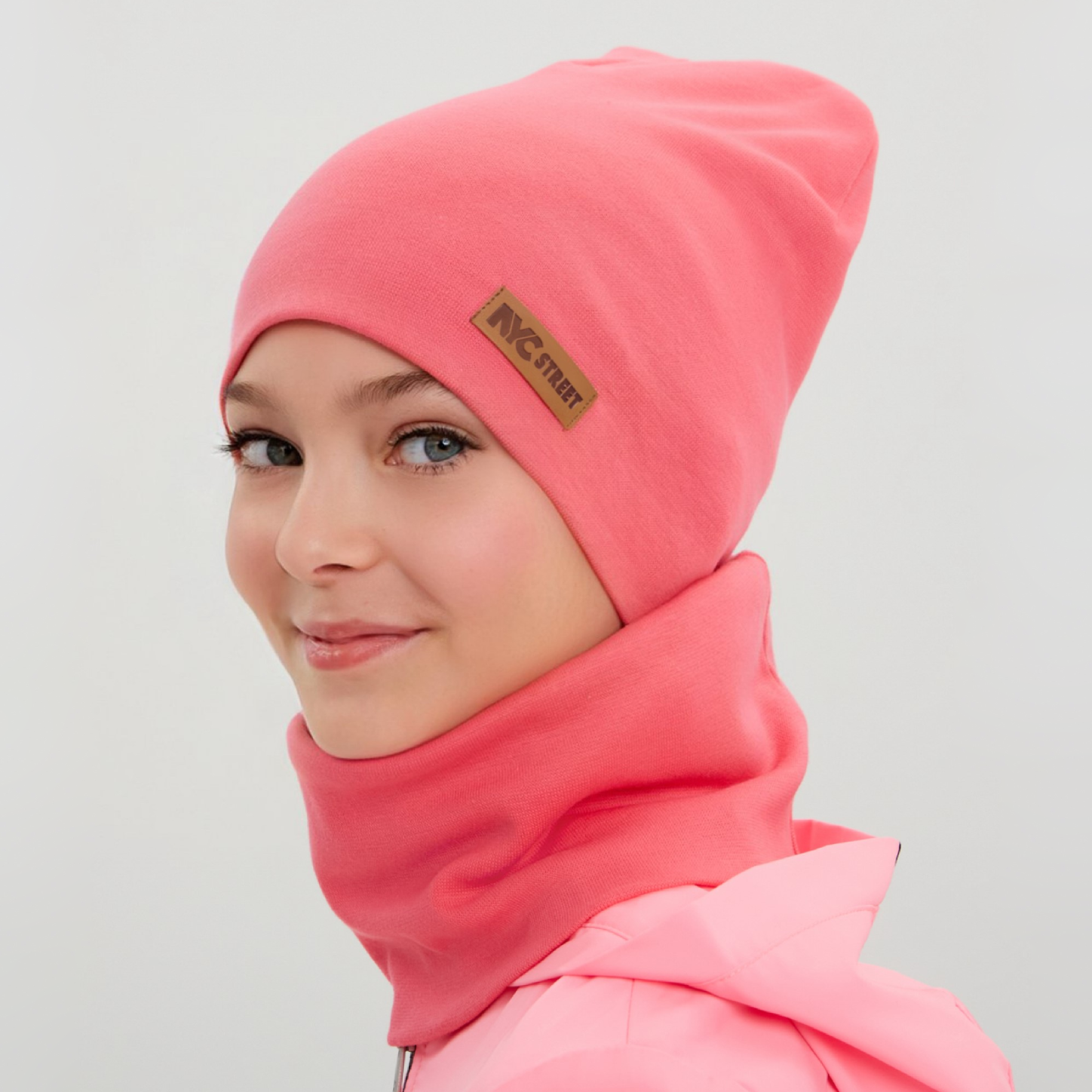 Шапка и снуд KUBRIO KU-H-67-plainG-pink - фото 6