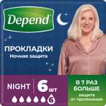 Прокладки урологические Depend ночные 6шт