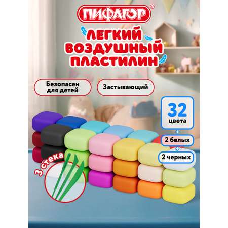 Пластилин Пифагор воздушный 36 цв.